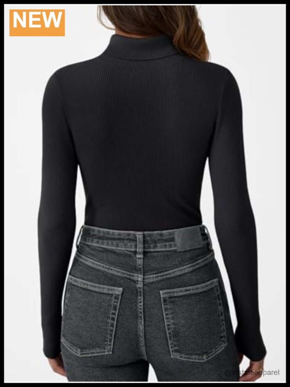 Turtleneck Ribbed Sweater Pullover Long Sleeve Lightweight Winter Top - Picture 4 of 5